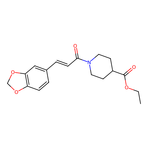 ethyl 1-[(2E)-3-(1,3-benzodioxol-5-yl)prop-2-enoyl]piperidine-4-carboxylate structure