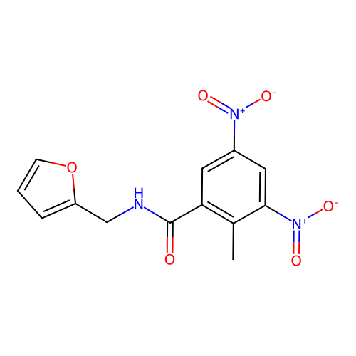 N-(furan-2-ylmethyl)-2-methyl-3,5-dinitrobenzamide structure
