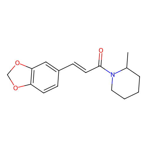 (E)-3-(1,3-benzodioxol-5-yl)-1-(2-methylpiperidin-1-yl)prop-2-en-1-one structure