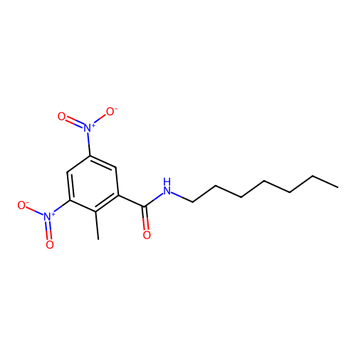 N-heptyl-2-methyl-3,5-dinitrobenzamide structure