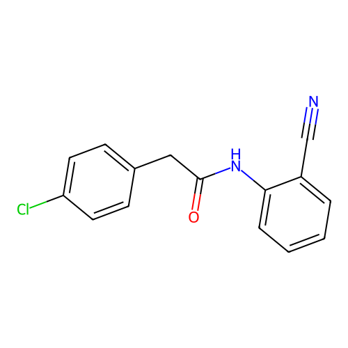 2-(4-chlorophenyl)-N-(2-cyanophenyl)acetamide structure