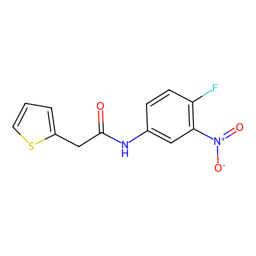 N-{4-fluoro-3-nitrophenyl}-2-(2-thienyl)acetamide structure