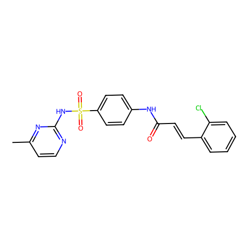 (2E)-3-(2-chlorophenyl)-N-{4-[(4-methylpyrimidin-2-yl)sulfamoyl]phenyl}prop-2-enamide structure