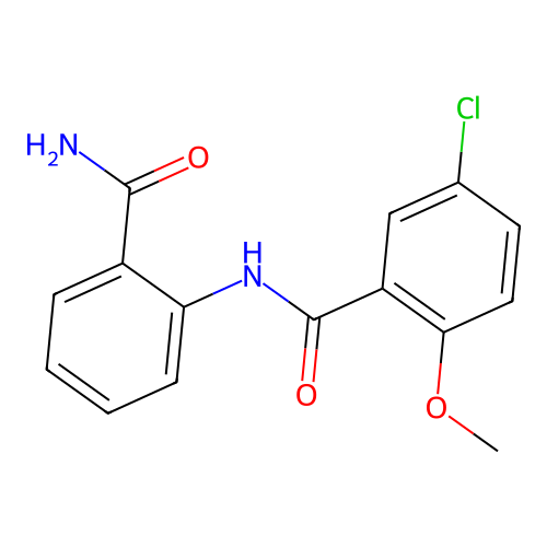 N-(2-carbamoylphenyl)-5-chloro-2-methoxybenzamide structure
