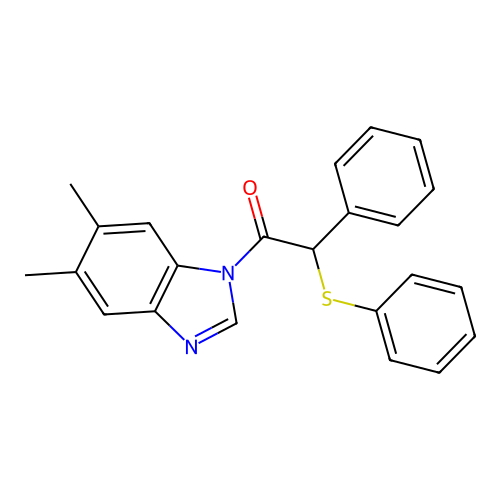 1-(5,6-dimethyl-1H-benzimidazol-1-yl)-2-phenyl-2-(phenylsulfanyl)ethanone structure