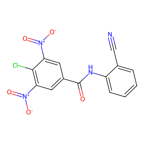 4-chloro-N-(2-cyanophenyl)-3,5-dinitrobenzamide structure