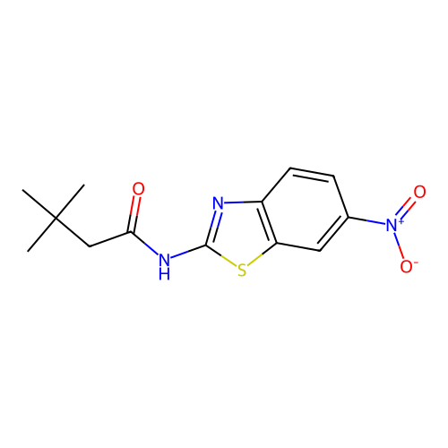 3,3-dimethyl-N-(6-nitro-1,3-benzothiazol-2-yl)butanamide structure
