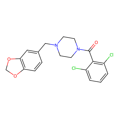 [4-(1,3-Benzodioxol-5-ylmethyl)piperazin-1-yl](2,6-dichlorophenyl)methanone structure