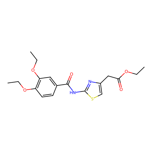 Ethyl (2-{[(3,4-diethoxyphenyl)carbonyl]amino}-1,3-thiazol-4-yl)acetate structure