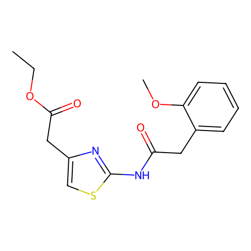 Ethyl (2-{[(2-methoxyphenyl)acetyl]amino}-1,3-thiazol-4-yl)acetate structure