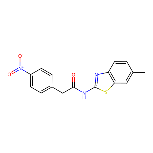 2-{4-nitrophenyl}-N-(6-methyl-1,3-benzothiazol-2-yl)acetamide structure