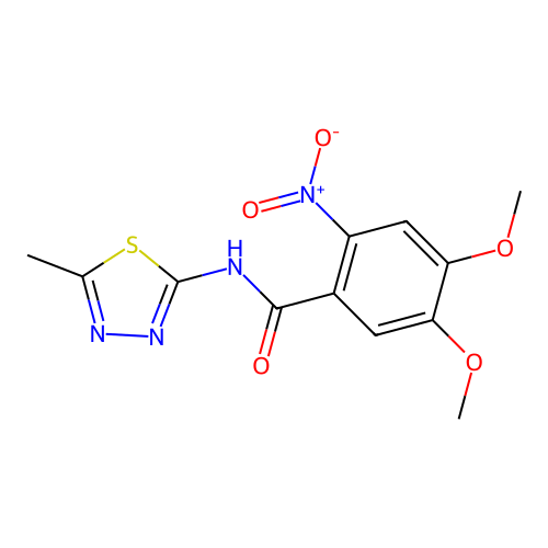 4,5-dimethoxy-N-(5-methyl-1,3,4-thiadiazol-2-yl)-2-nitrobenzamide structure