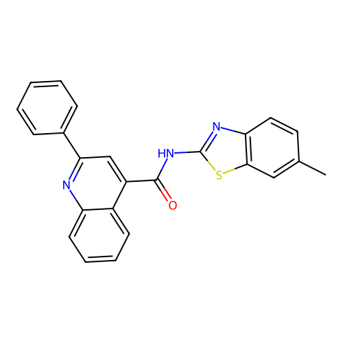 N-(6-methyl-1,3-benzothiazol-2-yl)-2-phenylquinoline-4-carboxamide structure