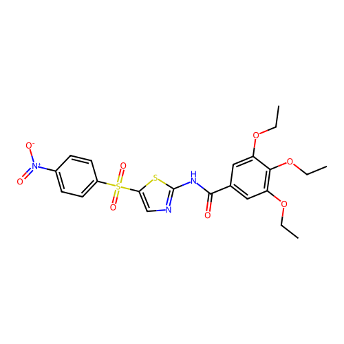 3,4,5-triethoxy-N-{5-[(4-nitrophenyl)sulfonyl]-1,3-thiazol-2-yl}benzamide structure