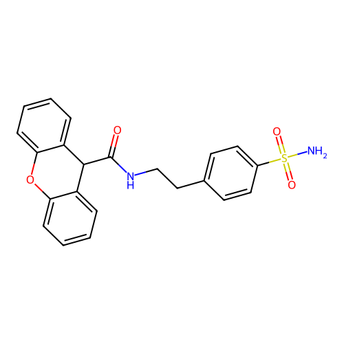 N-[2-(4-sulfamoylphenyl)ethyl]-9H-xanthene-9-carboxamide structure