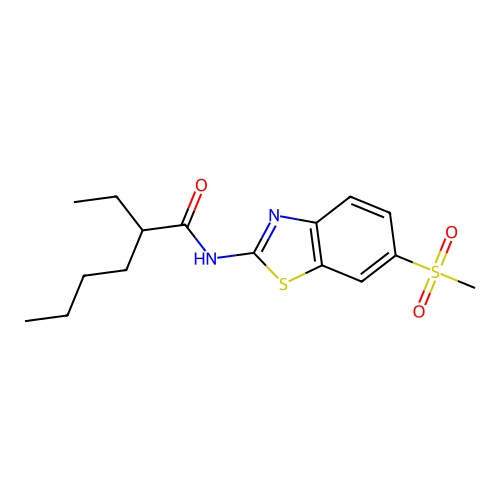 2-ethyl-N-[6-(methylsulfonyl)-1,3-benzothiazol-2-yl]hexanamide structure