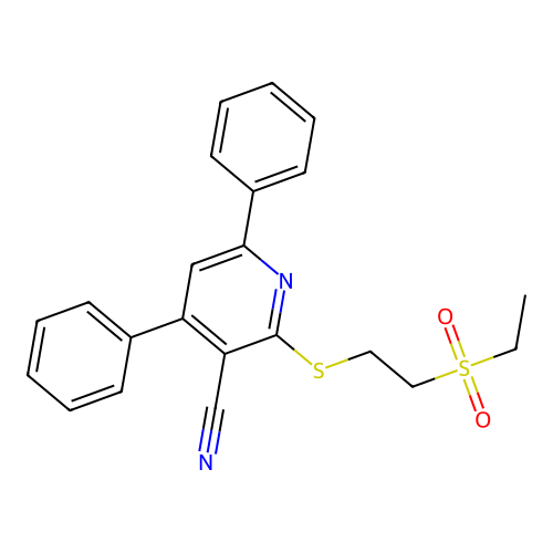 2-((2-(Ethylsulfonyl)ethyl)thio)-4,6-diphenylnicotinonitrile structure