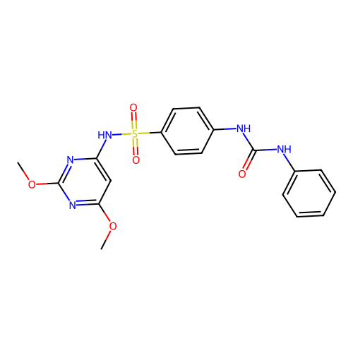 4-[(anilinocarbonyl)amino]-N-(2,6-dimethoxy-4-pyrimidinyl)benzenesulfonamide structure