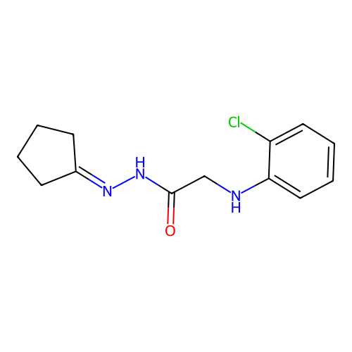 2-[(2-chlorophenyl)amino]-N'-cyclopentylideneacetohydrazide (non-preferred name) structure