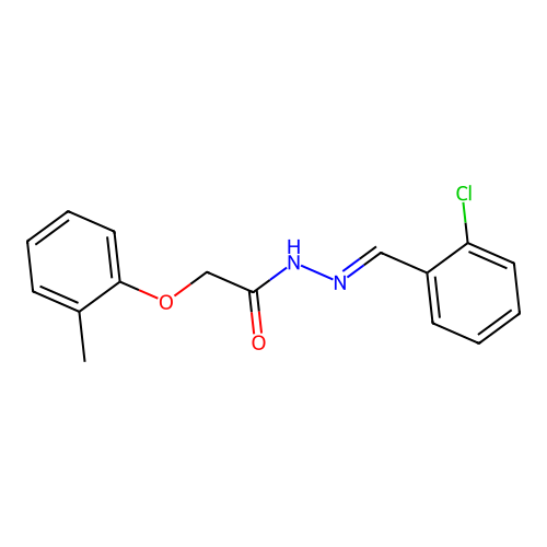 N-[(2-chlorophenyl)methylideneamino]-2-(2-methylphenoxy)acetamide structure