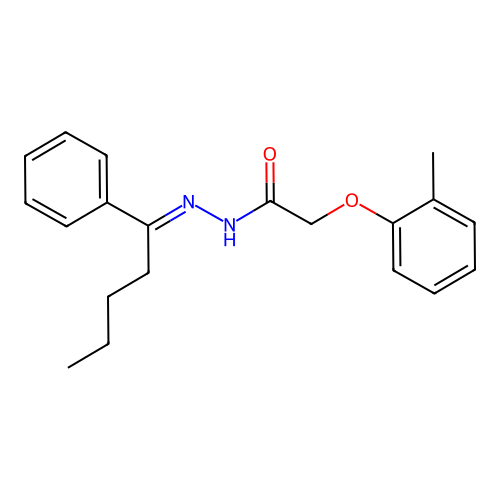 2-(2-methylphenoxy)-N'-[(1E)-1-phenylpentylidene]acetohydrazide structure