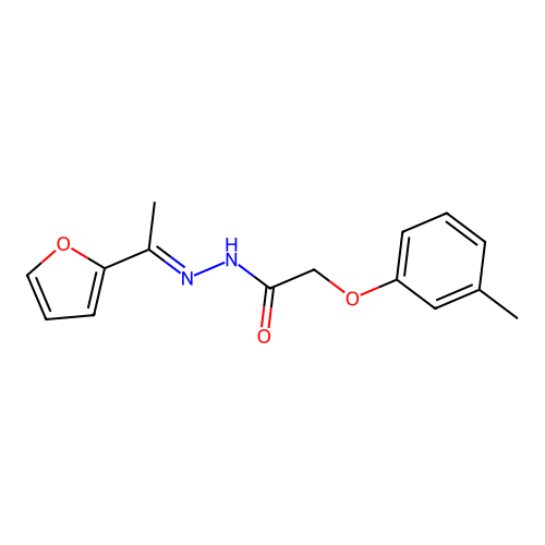 N-[(E)-1-(2-Furyl)ethylideneamino]-2-(3-methylphenoxy)acetamide structure