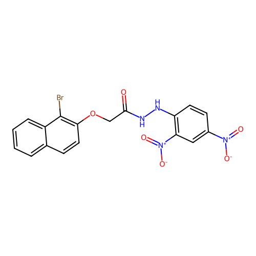 N-[(2,4-dinitrophenyl)amino]-2-(1-bromo(2-naphthyloxy))acetamide structure
