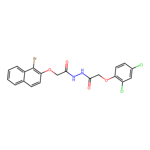 2-[(1-bromonaphthalen-2-yl)oxy]-N'-[(2,4-dichlorophenoxy)acetyl]acetohydrazide structure