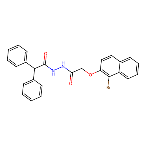 N'-{[(1-bromo-2-naphthyl)oxy]acetyl}-2,2-diphenylacetohydrazide structure