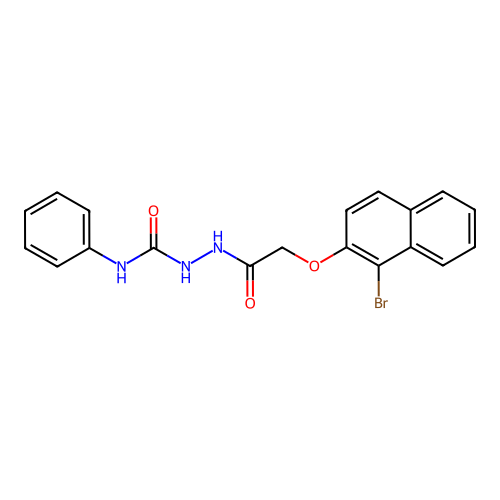 2-{[(1-bromo-2-naphthyl)oxy]acetyl}-N-phenylhydrazinecarboxamide structure