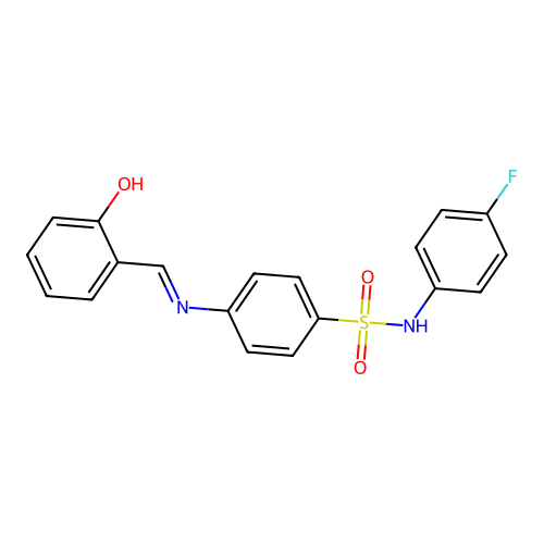 N-(4-fluorophenyl)-4-[(2-hydroxybenzylidene)amino]benzenesulfonamide structure