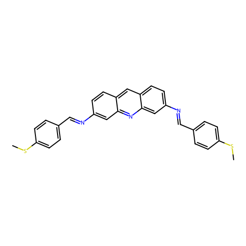 N,N'-bis{(E)-[4-(methylsulfanyl)phenyl]methylidene}acridine-3,6-diamine structure