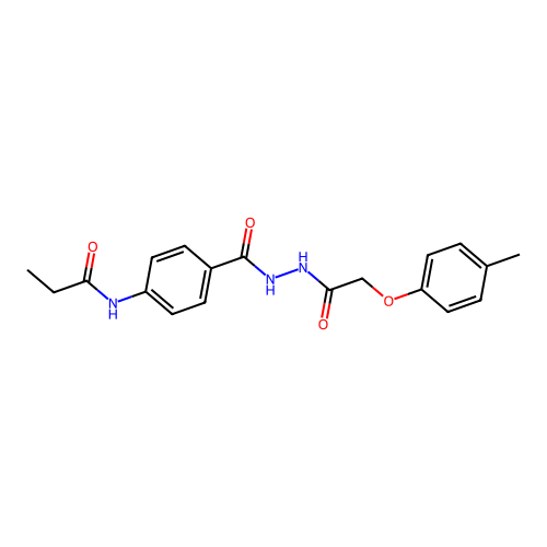N-[4-({2-[(4-methylphenoxy)acetyl]hydrazino}carbonyl)phenyl]propanamide structure