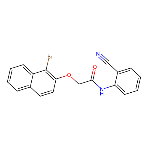 2-[(1-bromonaphthalen-2-yl)oxy]-N-(2-cyanophenyl)acetamide structure