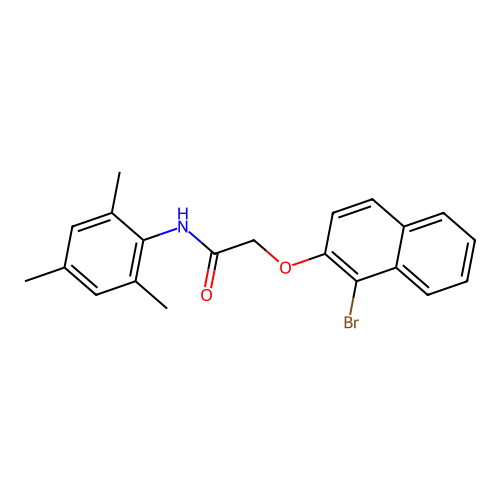 2-[(1-bromo-2-naphthyl)oxy]-N-mesitylacetamide structure