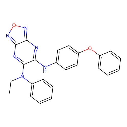 5-N-ethyl-6-N-(4-phenoxyphenyl)-5-N-phenyl-[1,2,5]oxadiazolo[3,4-b]pyrazine-5,6-diamine structure