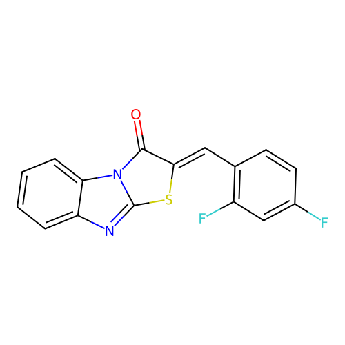 (2Z)-2-(2,4-difluorobenzylidene)[1,3]thiazolo[3,2-a]benzimidazol-3(2H)-one structure