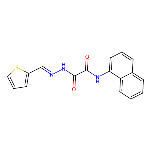N-naphthalen-1-yl-N'-(thiophen-2-ylmethylideneamino)oxamide structure