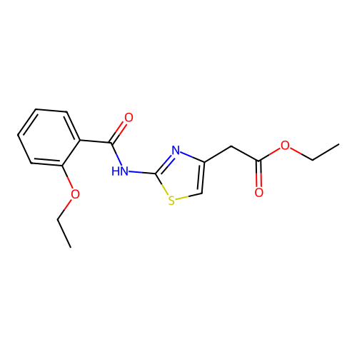 Ethyl 2-[2-(2-ethoxybenzamido)-1,3-thiazol-4-YL]acetate structure