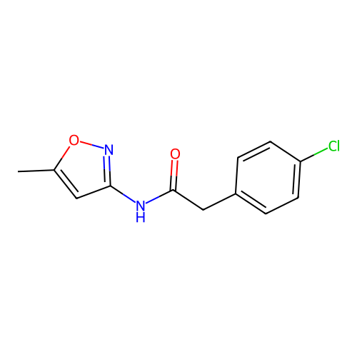 2-(4-chlorophenyl)-N-(5-methyl-1,2-oxazol-3-yl)acetamide structure