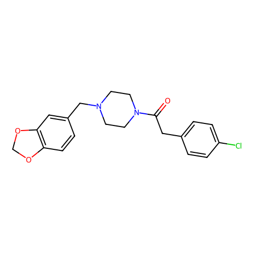 1-[4-(1,3-Benzodioxol-5-ylmethyl)piperazin-1-yl]-2-(4-chlorophenyl)ethanone structure