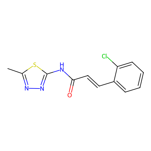 (2E)-3-(2-chlorophenyl)-N-(5-methyl-1,3,4-thiadiazol-2-yl)prop-2-enamide structure