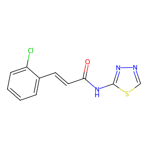 (2E)-3-(2-chlorophenyl)-N-(1,3,4-thiadiazol-2-yl)prop-2-enamide structure