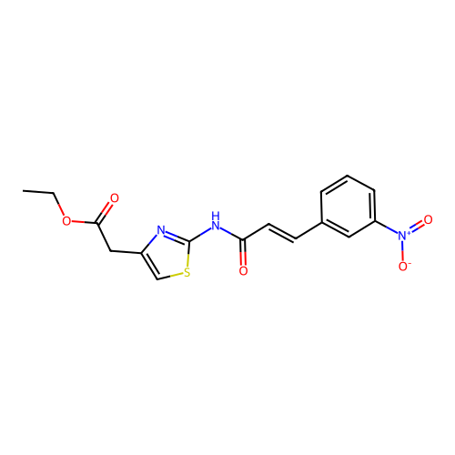 ethyl (2-{[(2E)-3-(3-nitrophenyl)prop-2-enoyl]amino}-1,3-thiazol-4-yl)acetate structure