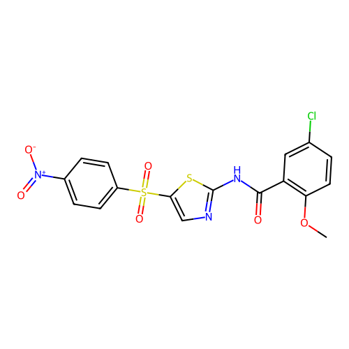 5-chloro-2-methoxy-N-{5-[(4-nitrophenyl)sulfonyl]-1,3-thiazol-2-yl}benzamide structure