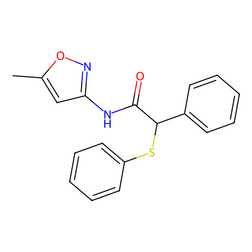 N-(5-methyl-1,2-oxazol-3-yl)-2-phenyl-2-(phenylsulfanyl)acetamide structure