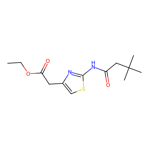 Ethyl 2-[2-(3,3-dimethylbutanoylamino)-1,3-thiazol-4-yl]acetate structure