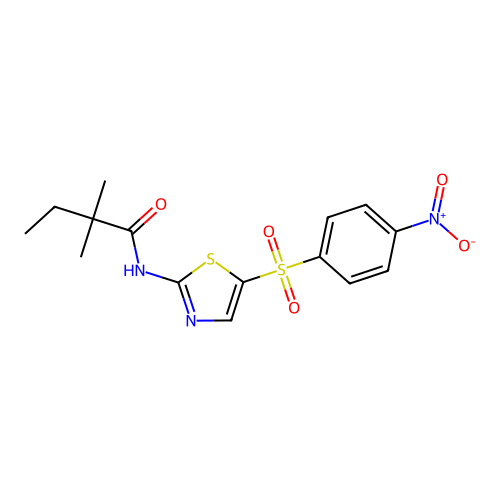 2,2-dimethyl-N-{5-[(4-nitrophenyl)sulfonyl]-1,3-thiazol-2-yl}butanamide structure