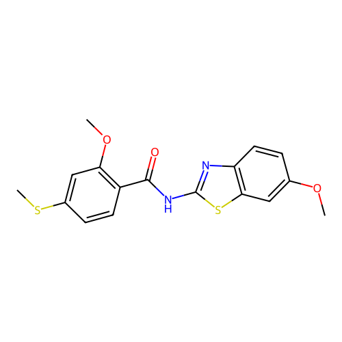2-methoxy-N-(6-methoxy-1,3-benzothiazol-2-yl)-4-(methylsulfanyl)benzamide structure