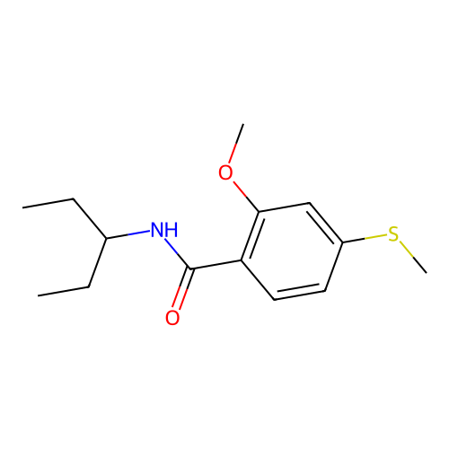 2-methoxy-4-(methylsulfanyl)-N-(pentan-3-yl)benzamide structure